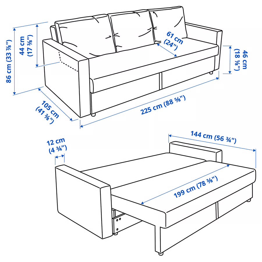 Ikea Friheten 3 Seater Sofa Bed