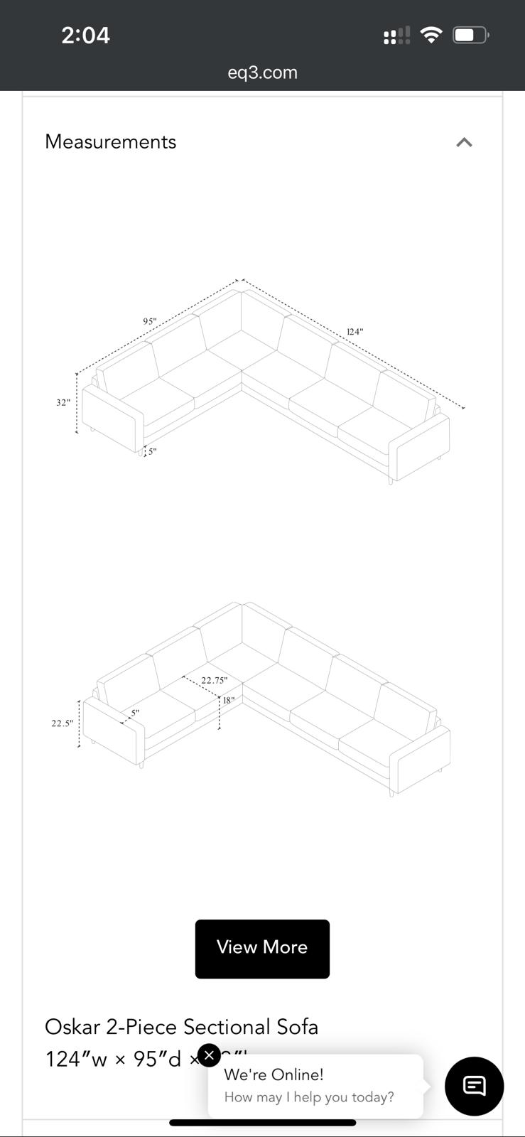 EQ3 Oskar Sectional Sofa