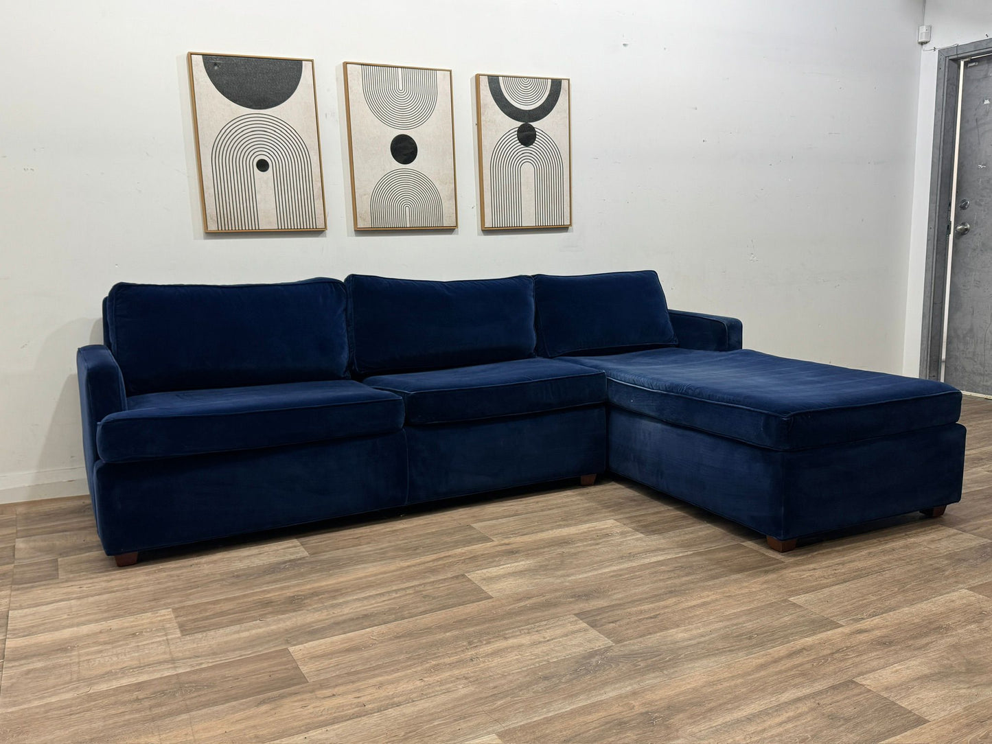 Blue Velvet Sectional Sofa