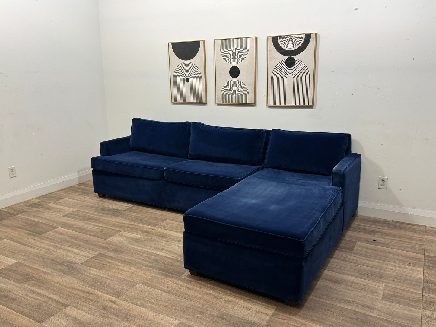 Blue Velvet Sectional Sofa