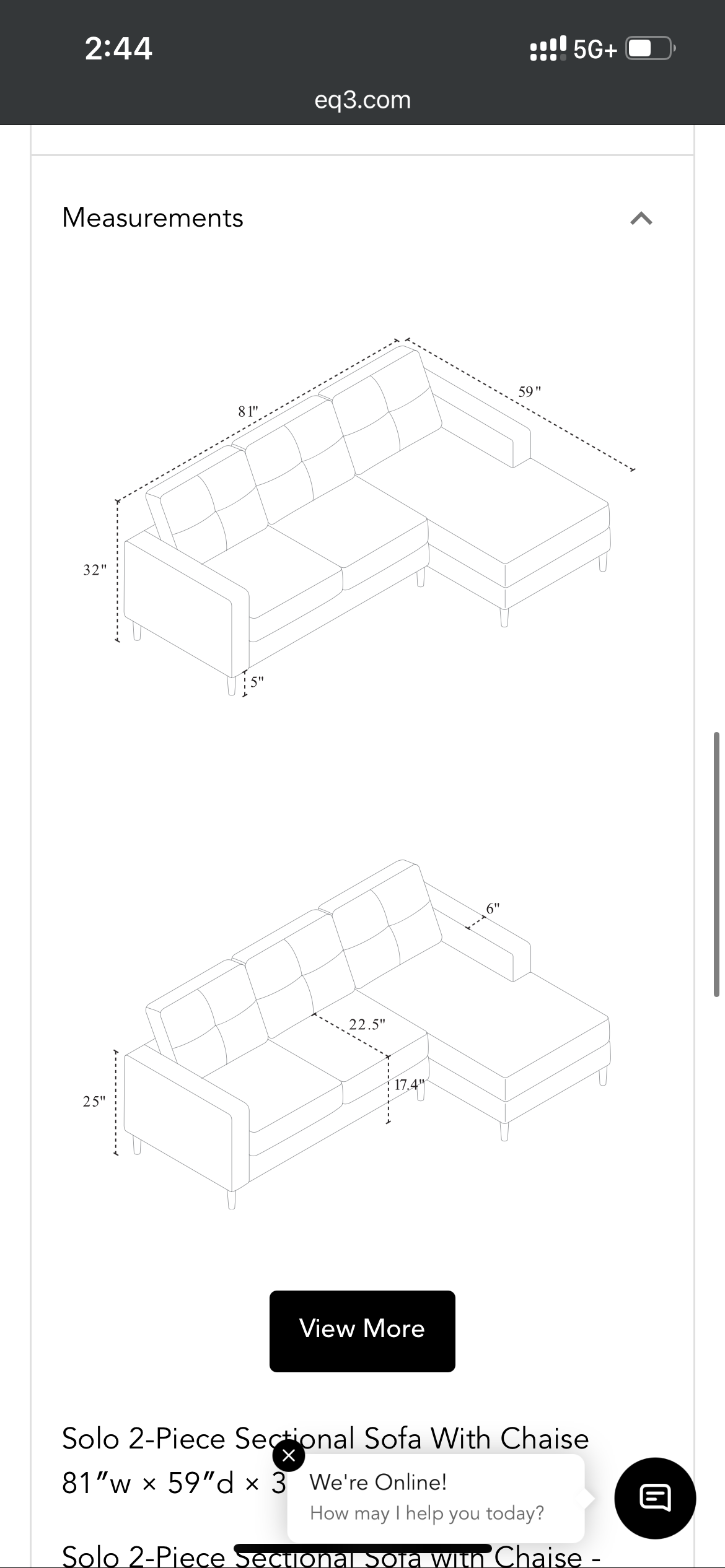 EQ3 Solo Sectional Sofa