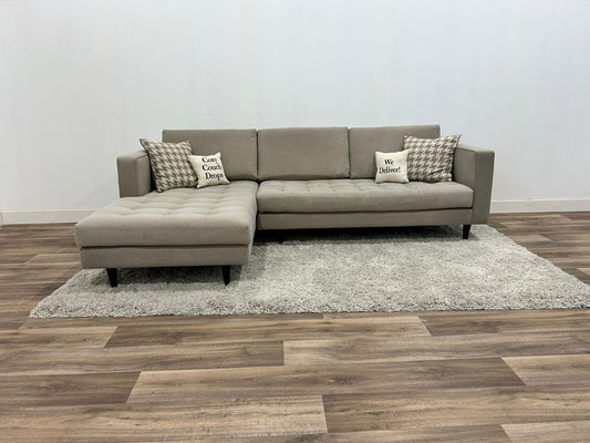 Greige Tufted Sectional Sofa