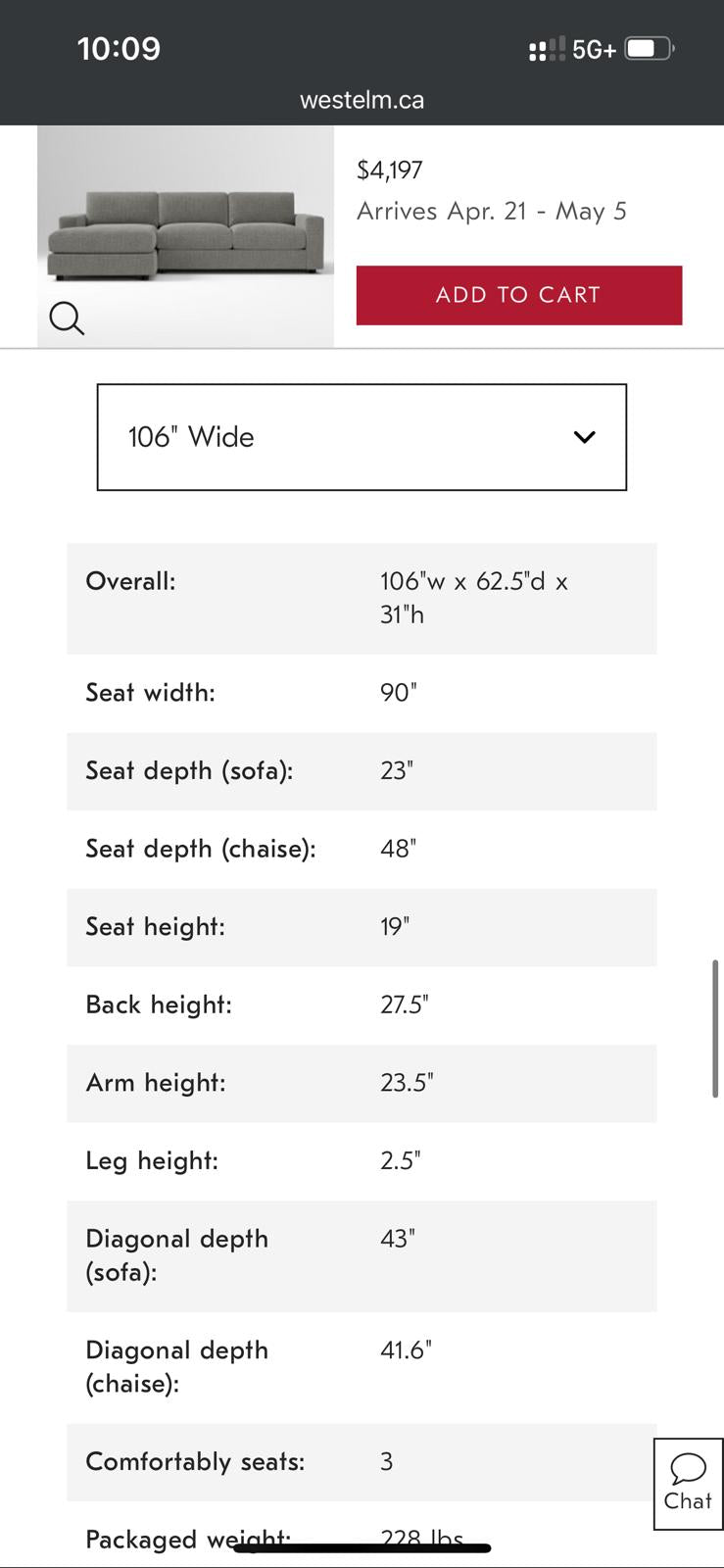 West Elm Urban Sectional Sofa
