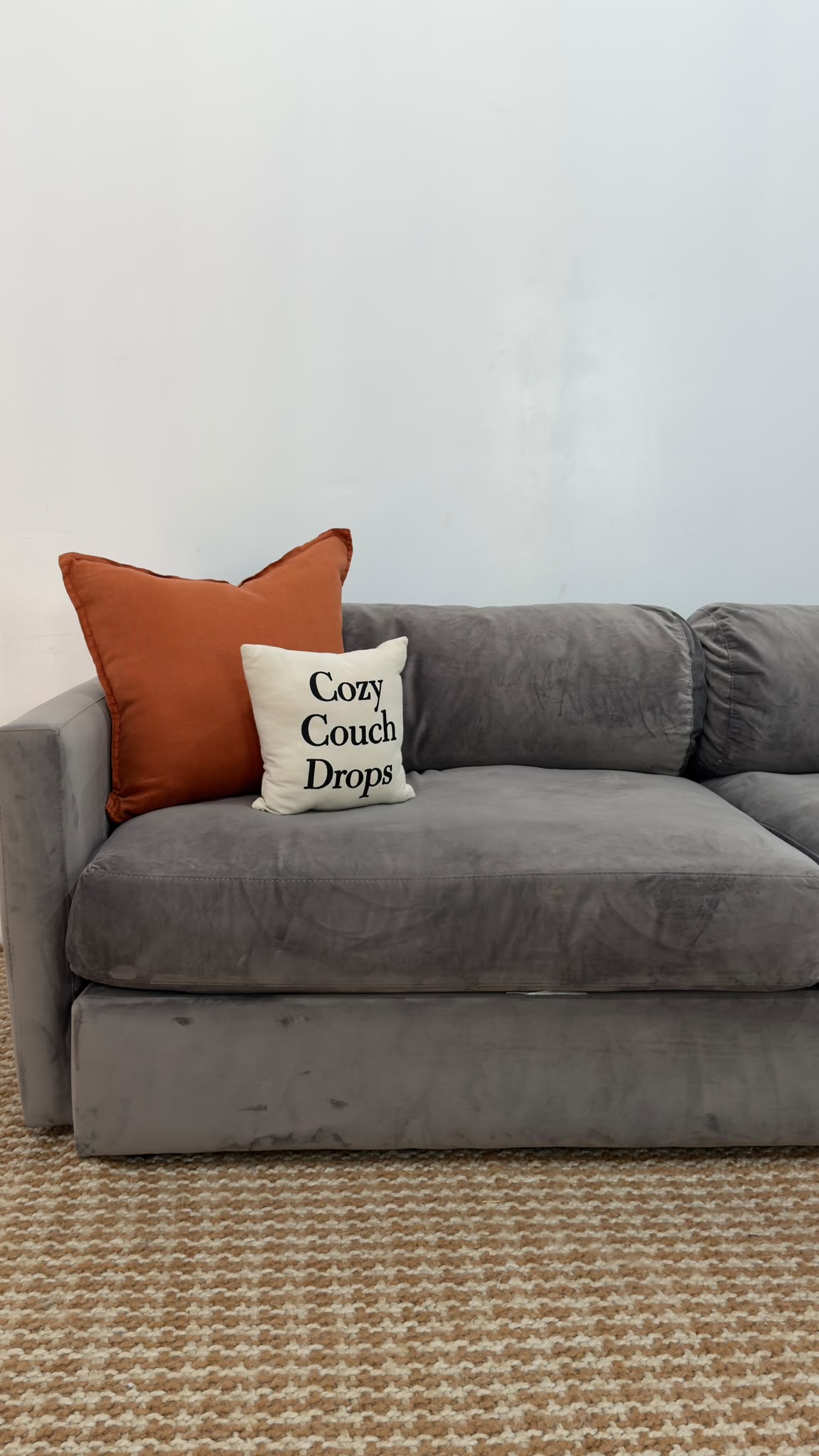 Crate & Barrel Velvet Lounge Sofa 90”