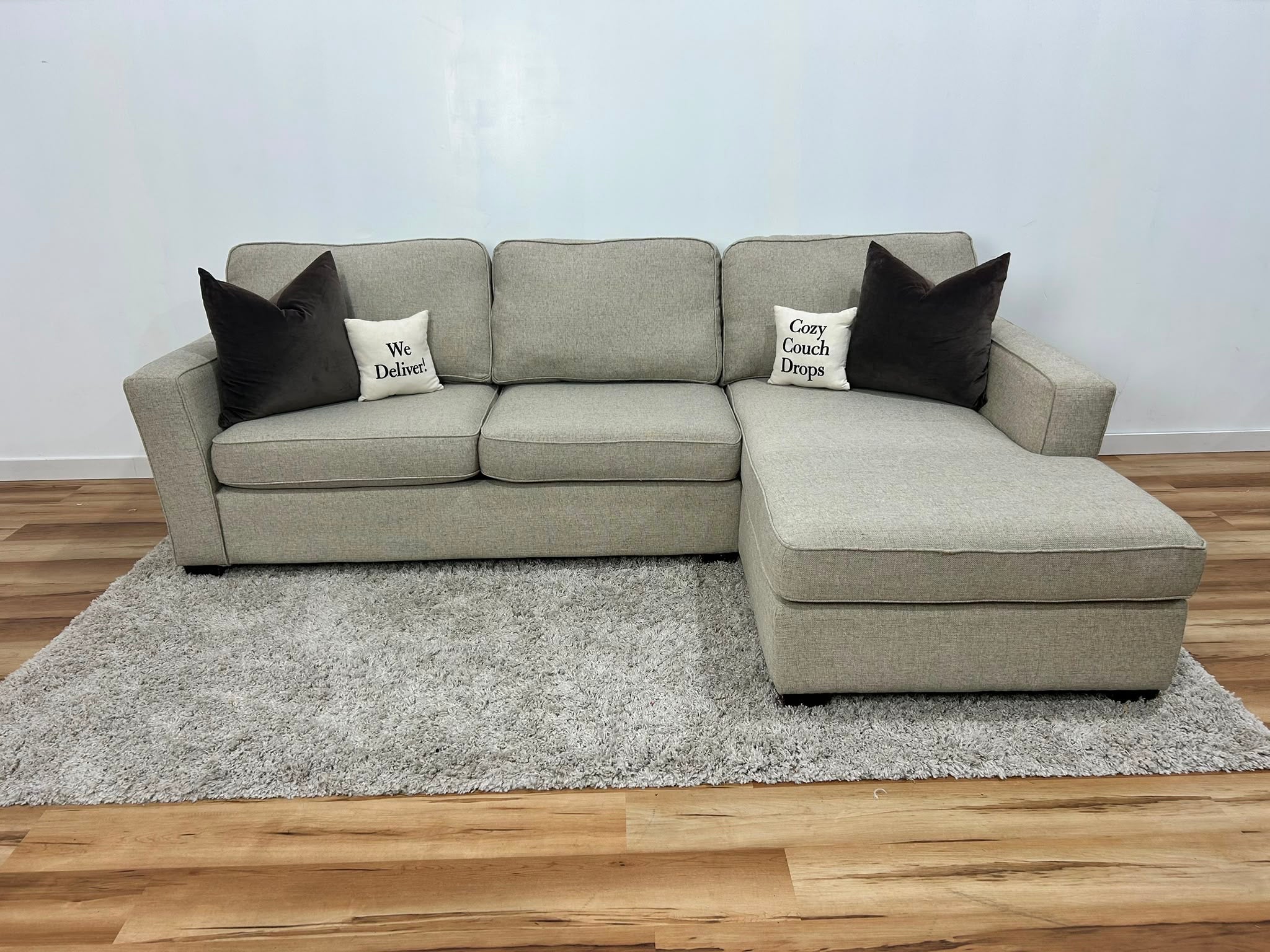 Beige Sleeper Sectional Sofa 108.5”