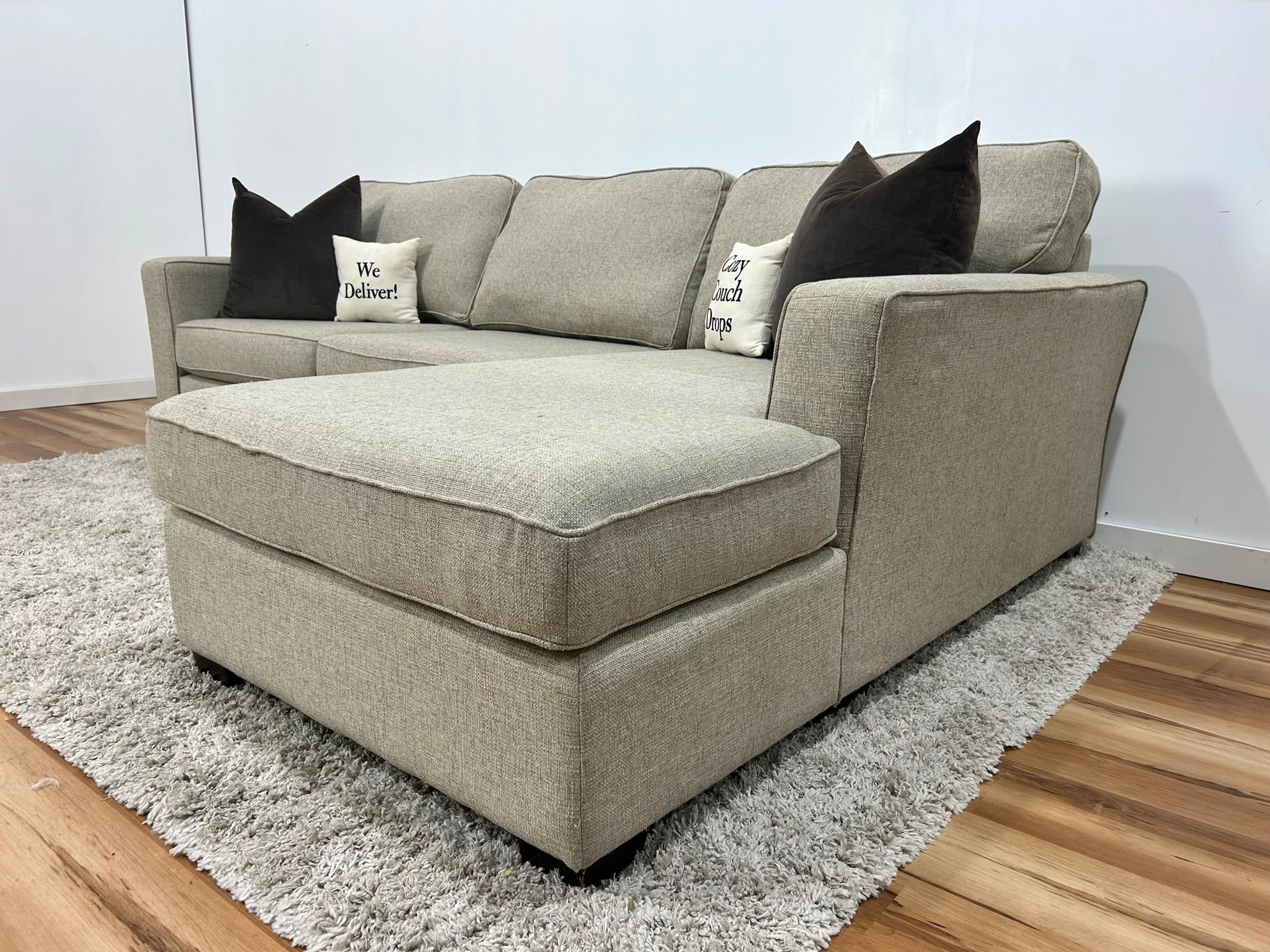 Beige Sleeper Sectional Sofa 108.5”