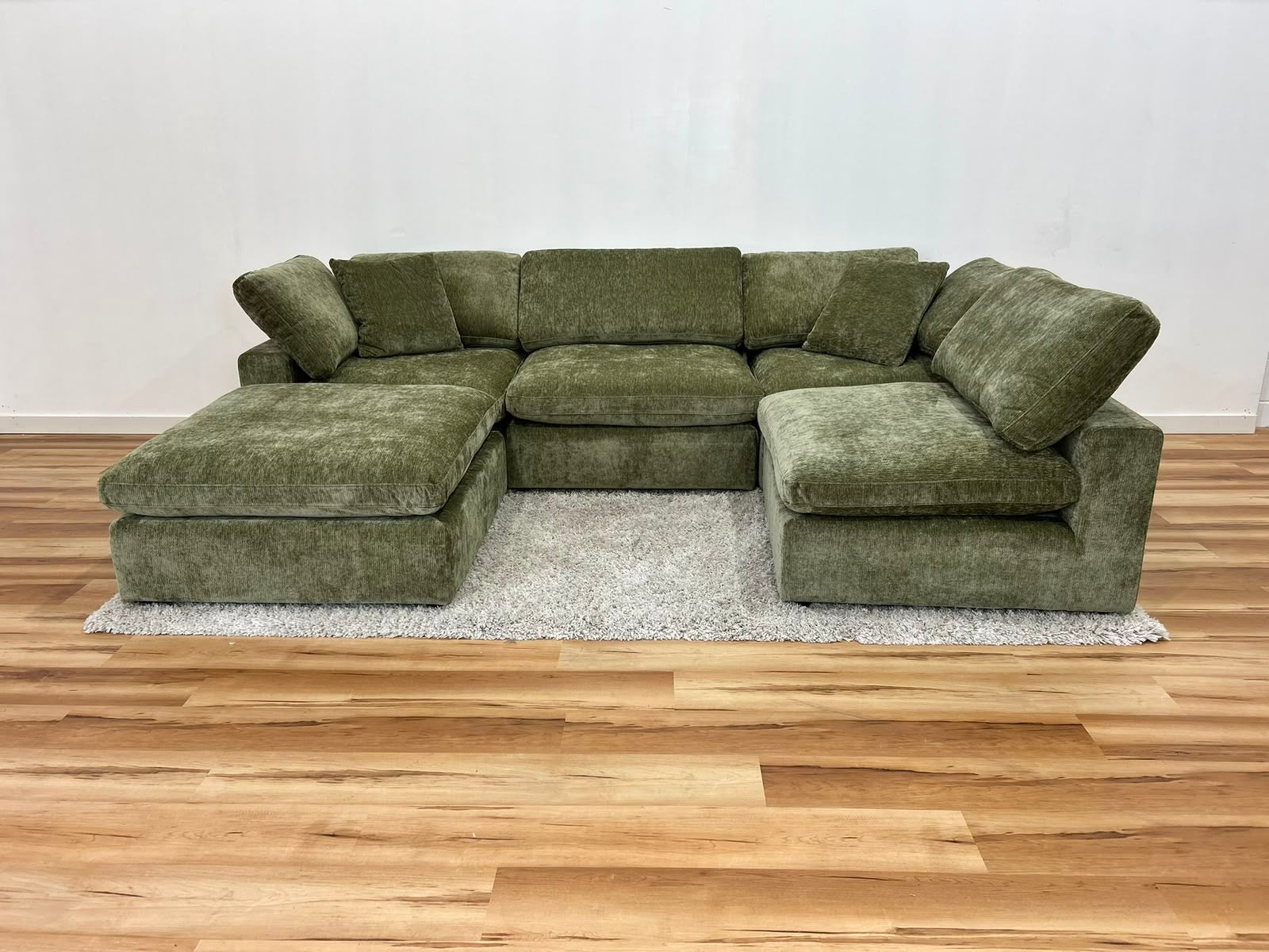 Snug Modular Sofa 4pc + Ottoman - Olive Green