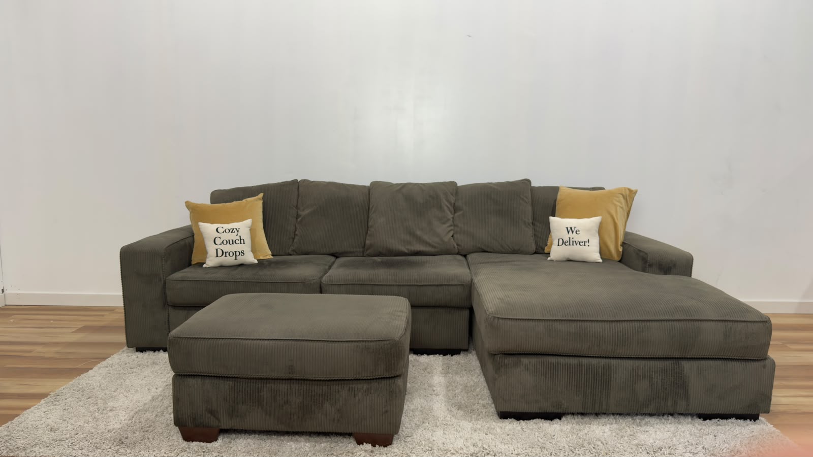 Ashley Pewter Green Corduroy Sectional Sofa