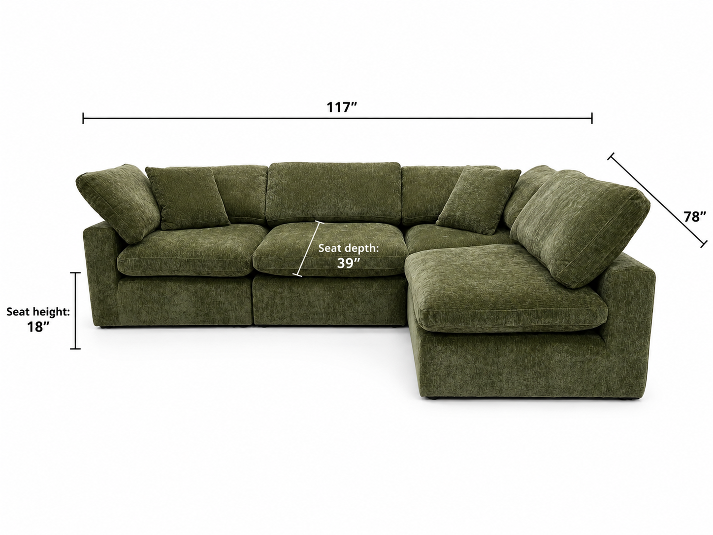 Snug Modular Sofa 4pc - Olive Green