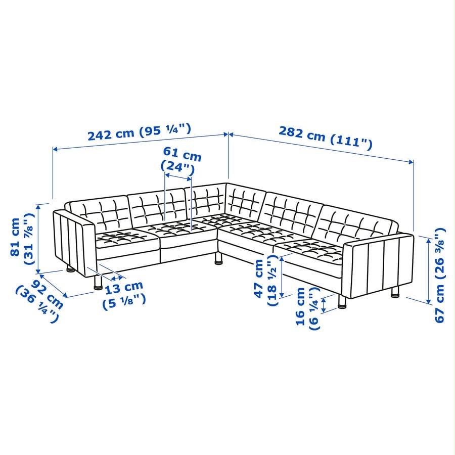 Ikea Morabo Sectional Corner Sofa 111”