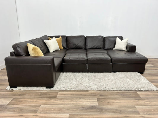 The Brick Legend Leather Sleeper Sectional Sofa