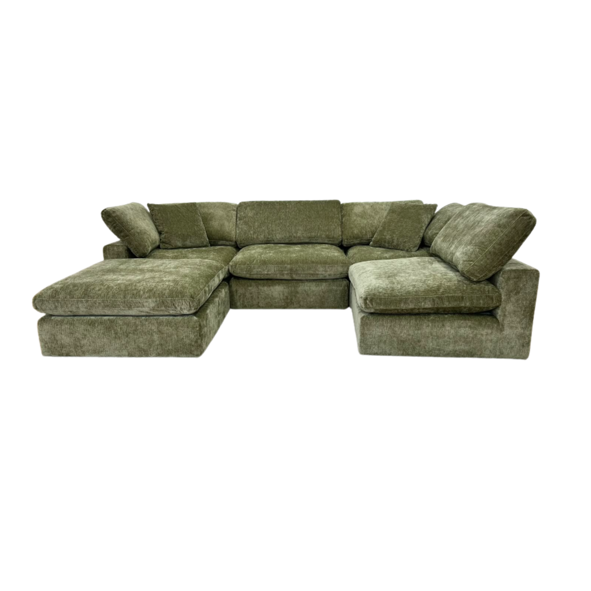 Snug Modular Sofa 4pc + Ottoman - Olive Green