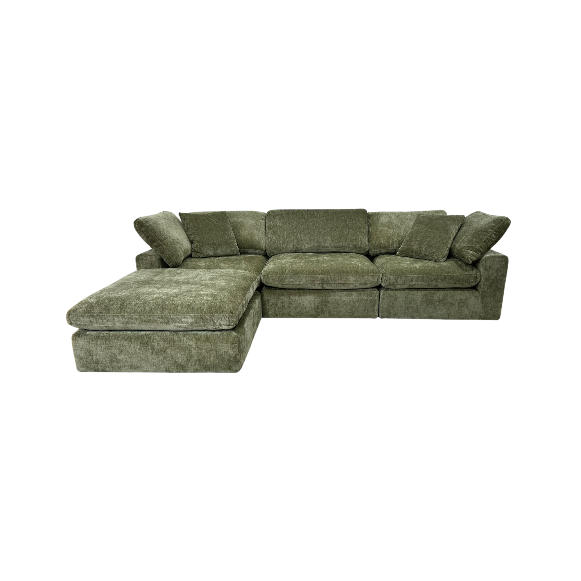 Snug Modular Sofa 3pc + Ottoman - Olive Green