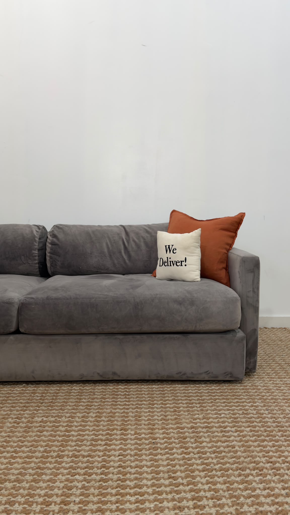 Crate & Barrel Velvet Lounge Sofa 90”