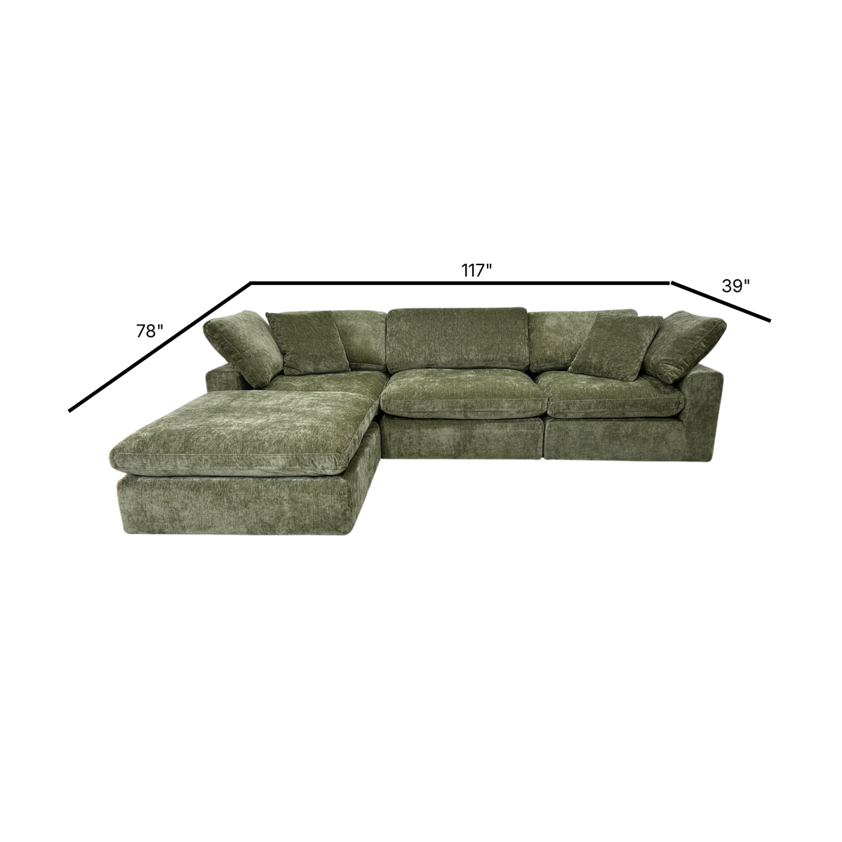 Snug Modular Sofa - Olive Green - 3pc + Ottoman