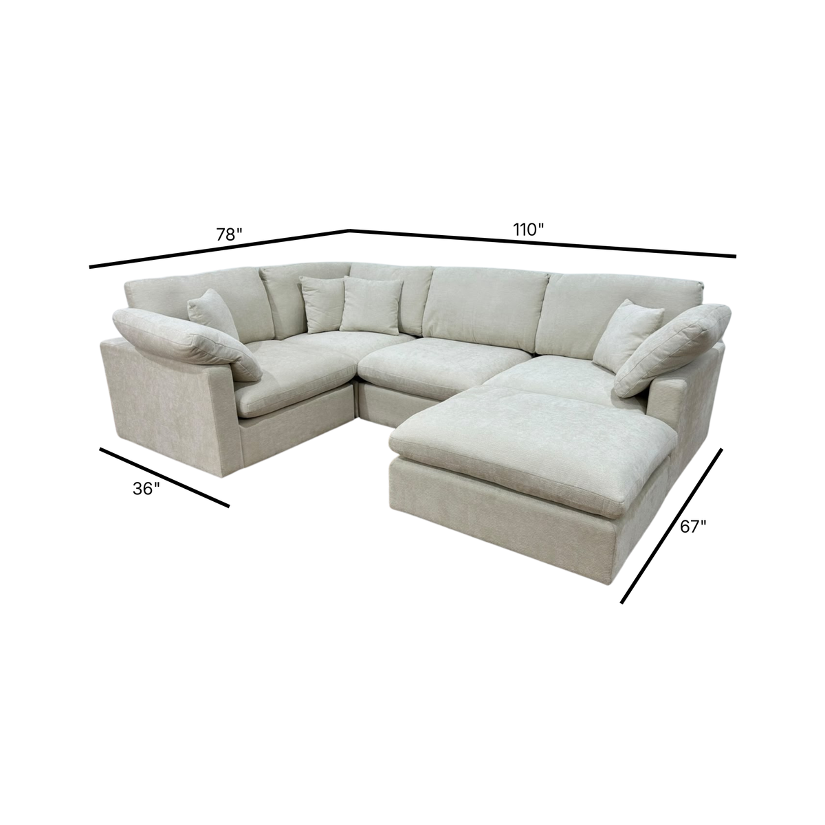 Nest | Cream | Corner Sectional | 4pc Corner + Ottoman