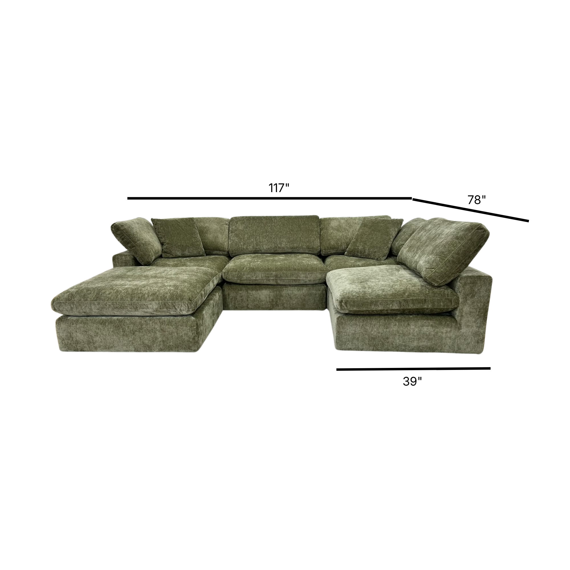 Snug Modular Sofa 4pc + Ottoman - Olive Green