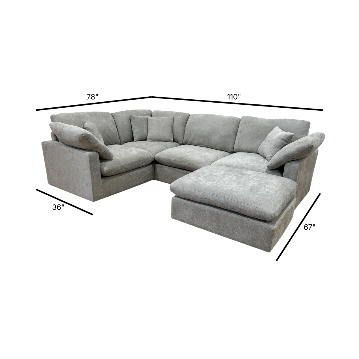 Nest | Light Grey | Corner Sectional | 4pc Corner + Ottoman