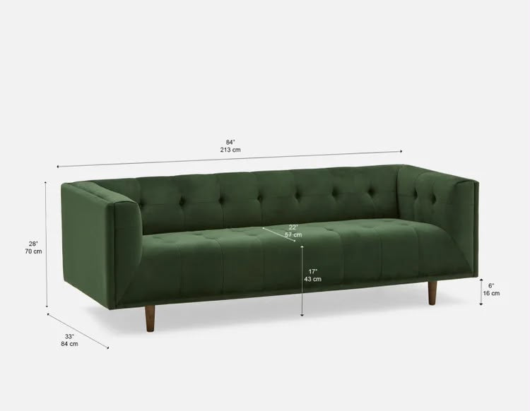 Structube Loretta Velvet 3 Seater Sofa 84”