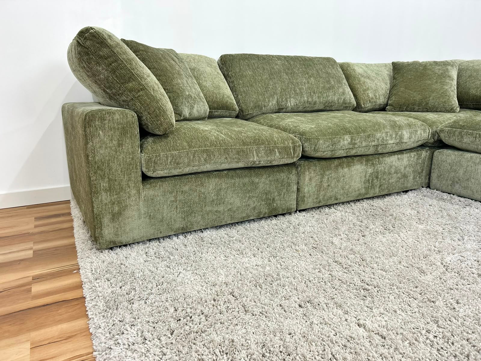 Snug Modular Sofa 3pc + Ottoman - Olive Green