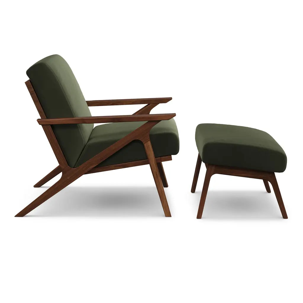 Otio 26" Velvet Lounge Chair Only - Walnut And Hale Fir Green