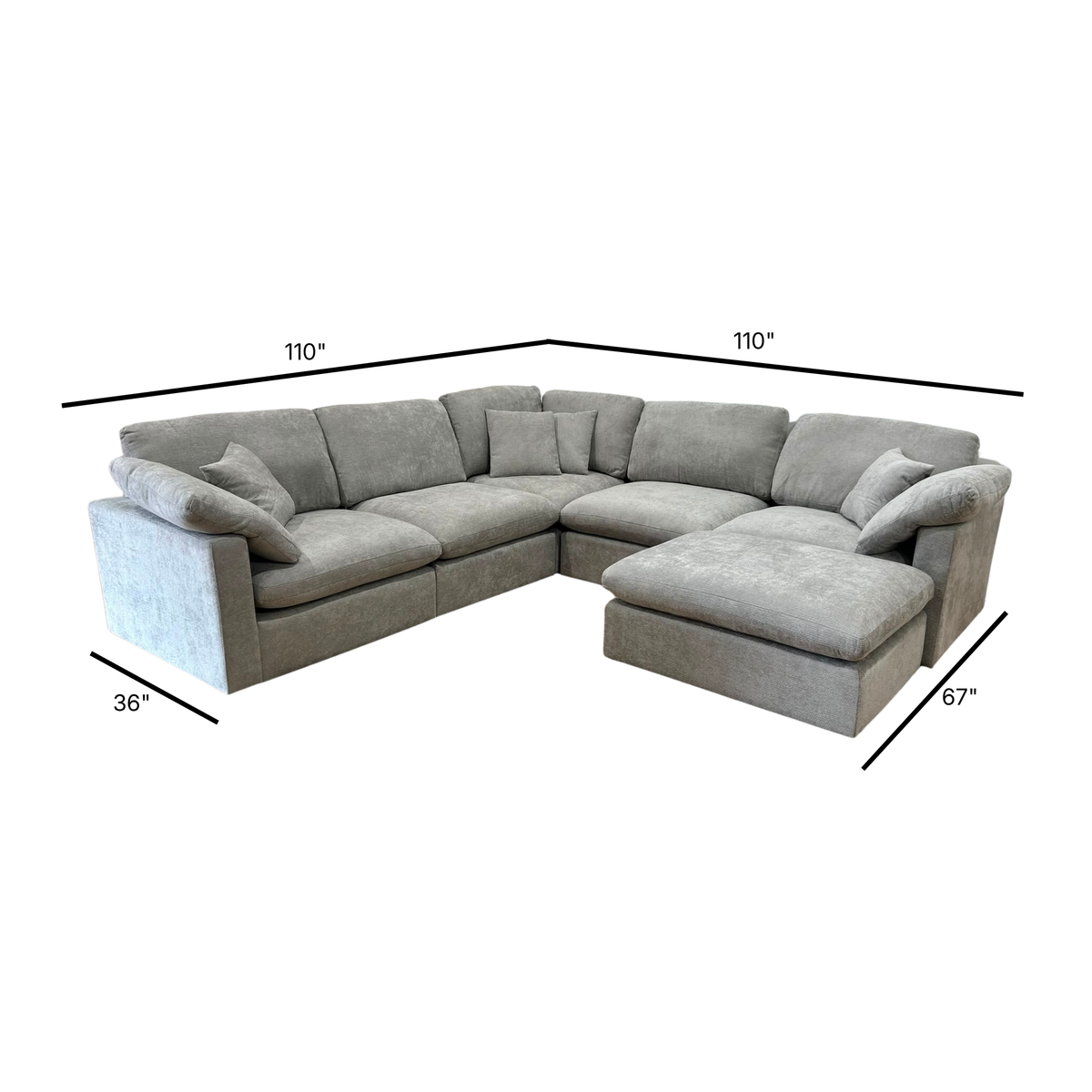 Nest | Light Grey | Corner Sectional | 5pc Corner + Ottoman