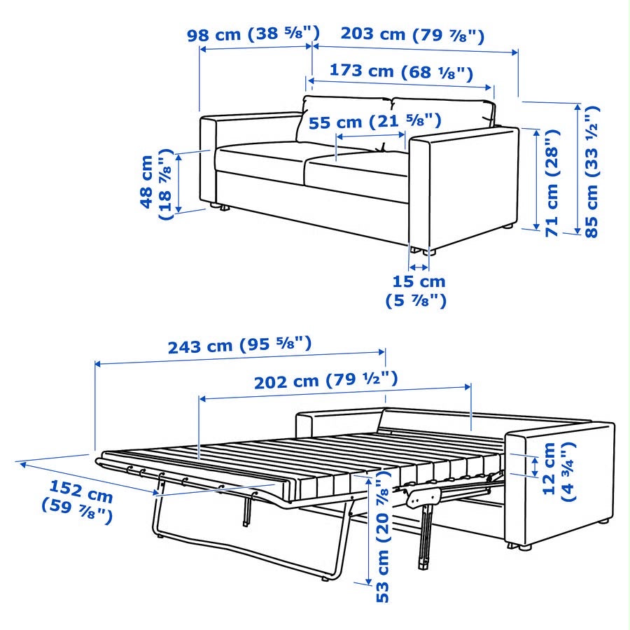 Ikea Finnala Loveseat Sofa Bed 80”