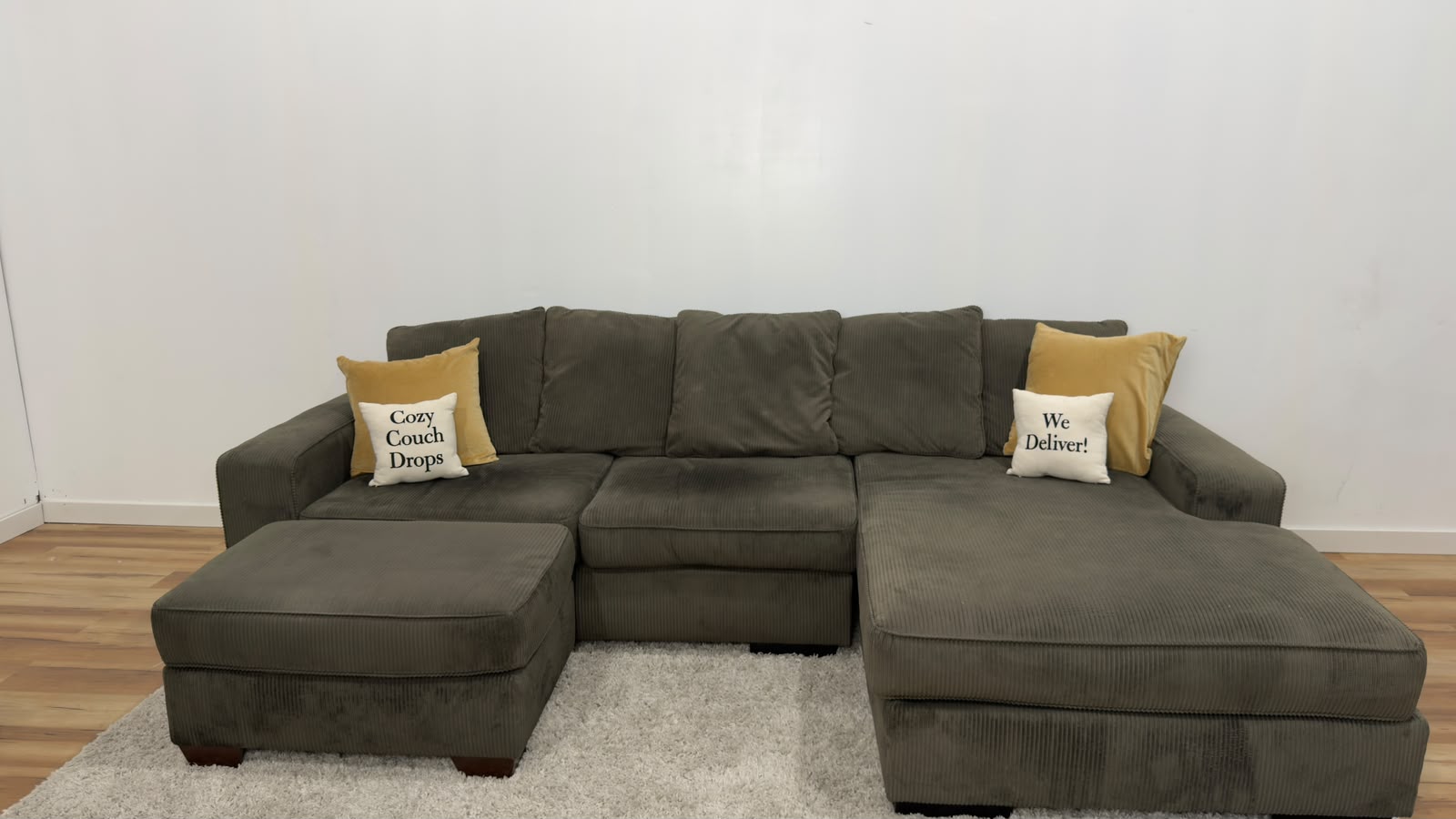 Ashley Pewter Green Corduroy Sectional Sofa