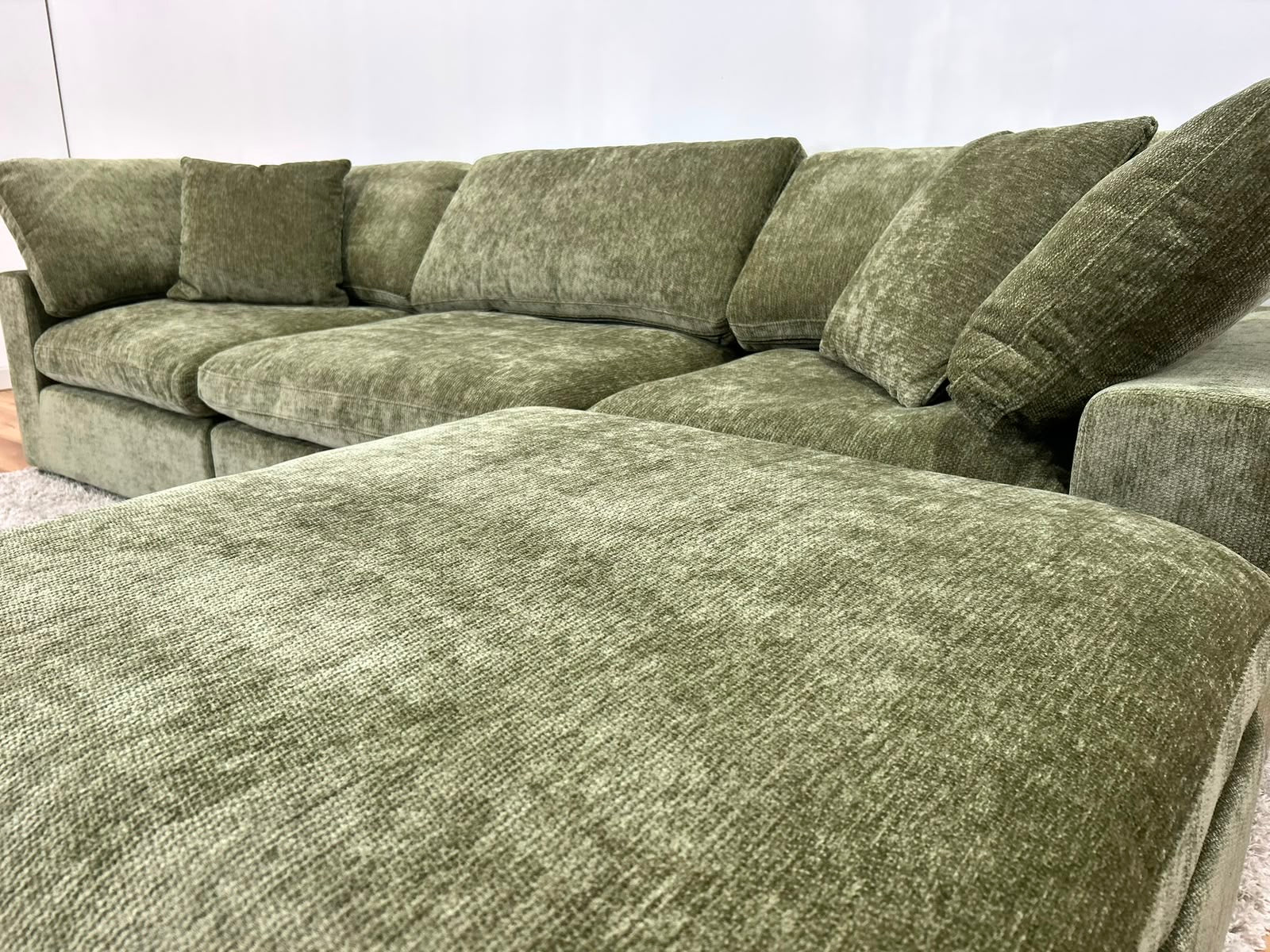Snug Modular Sofa 3pc + Ottoman - Olive Green