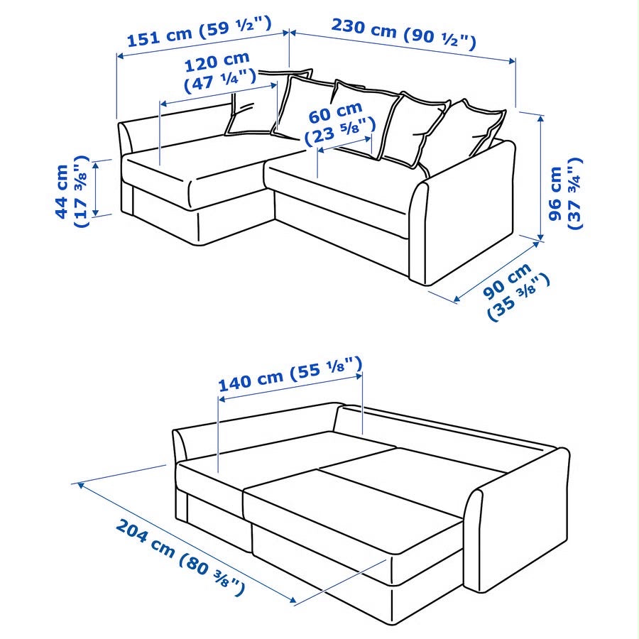 Ikea Holmsund Reversible Sofa Bed 90”