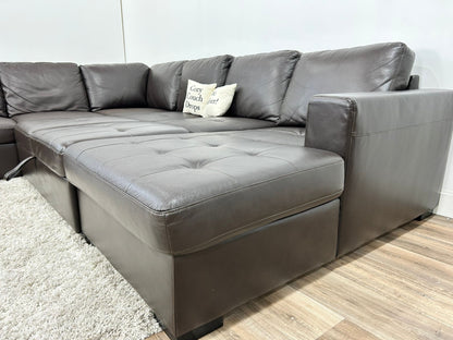 The Brick Legend Leather Sleeper Sectional Sofa