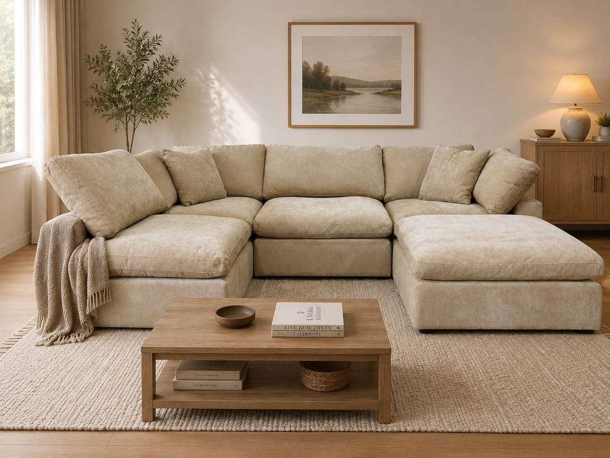 Snug Modular Sofa - Sand - 4pc + Ottoman