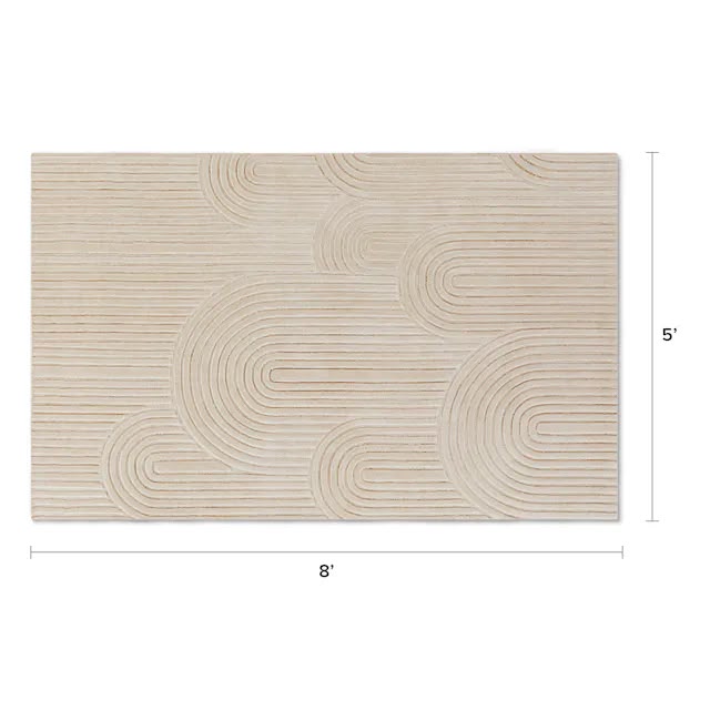 Article Clem 5 X 8 Wool Rug - Arch Cream + Stein Rug Pad