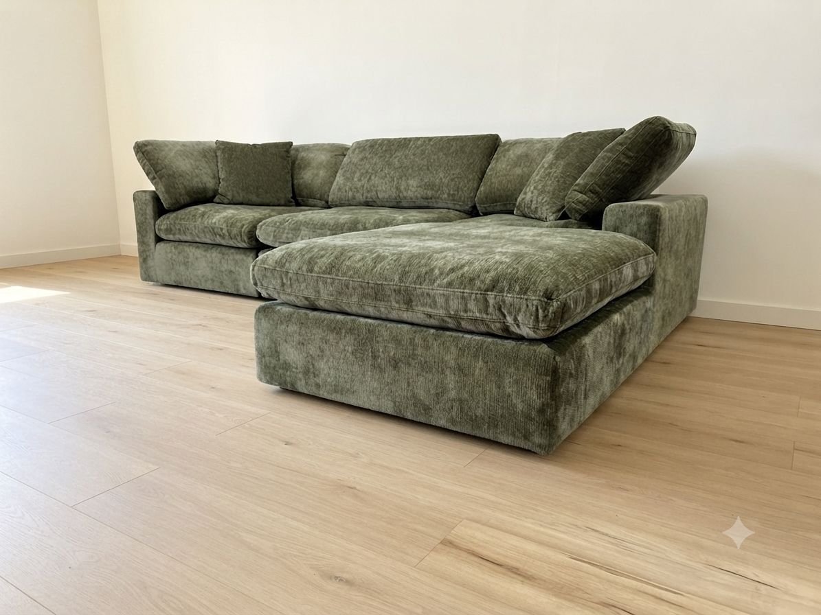 Snug Modular Sofa - Olive Green - 3pc + Ottoman