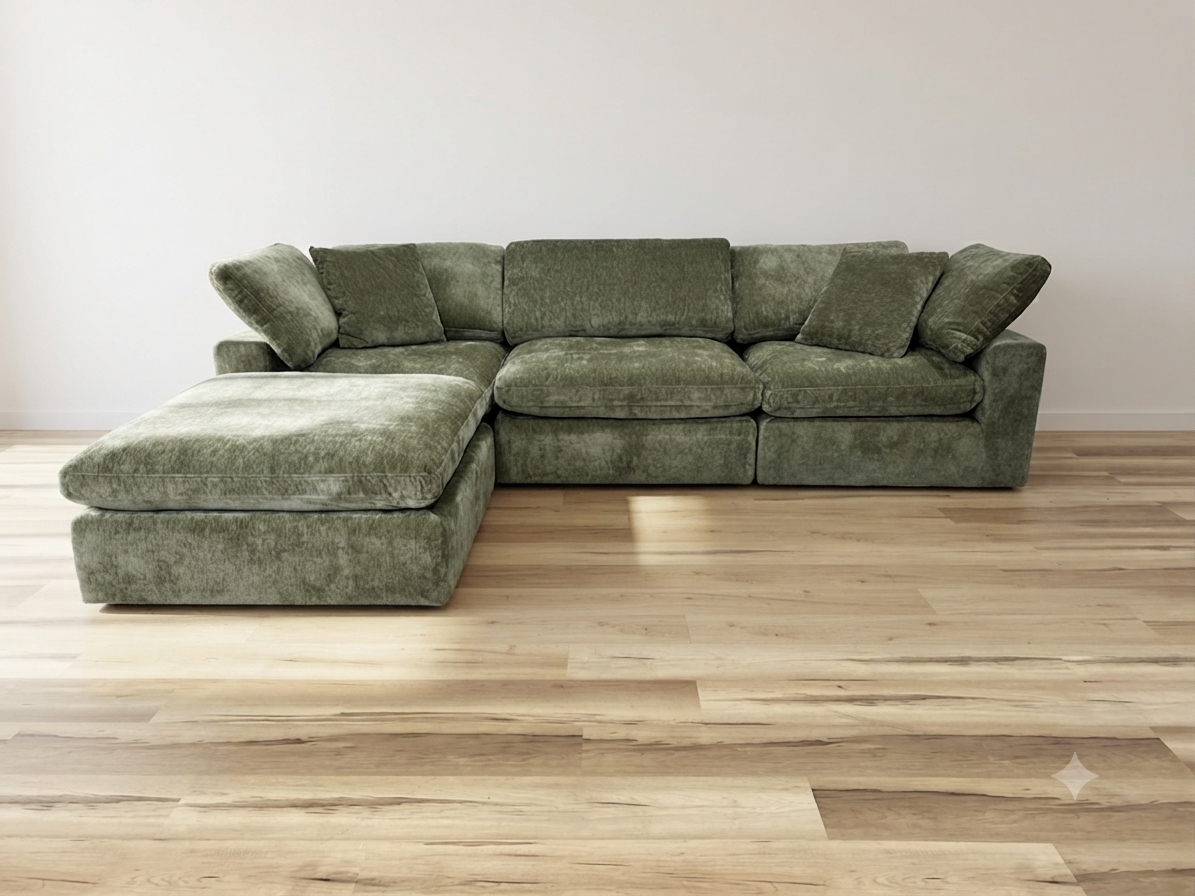 Snug Modular Sofa - Olive Green - 3pc + Ottoman