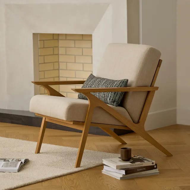Article Otio 26" Lounge Chair - Oak And Welsh Taupe