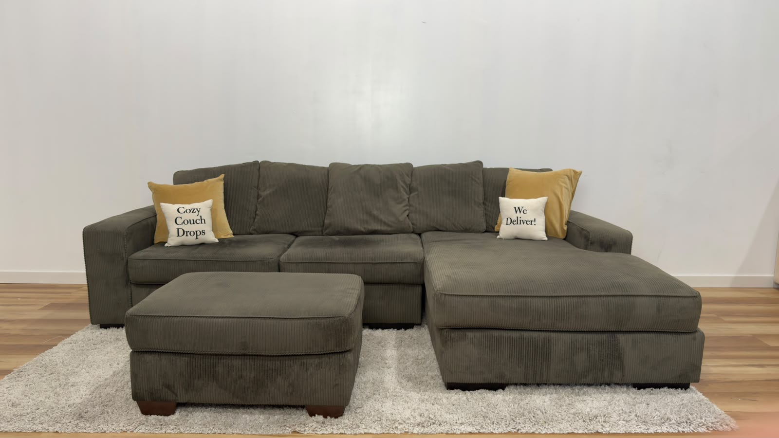 Ashley Pewter Green Corduroy Sectional Sofa
