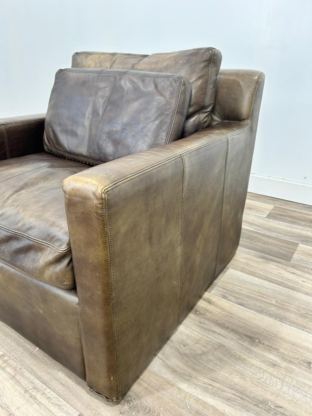 RH Maxwell Leather Swivel Chair