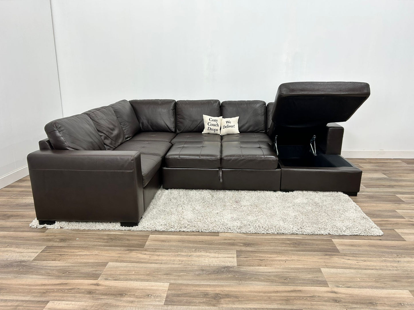 The Brick Legend Leather Sleeper Sectional Sofa