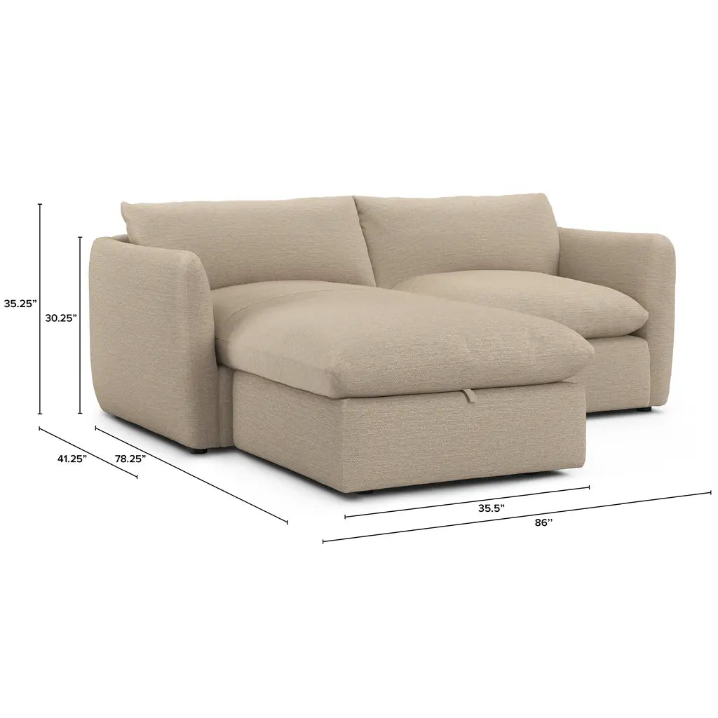 Leigh 86" Reversible Storage Sleeper Sectional - Silver Taupe