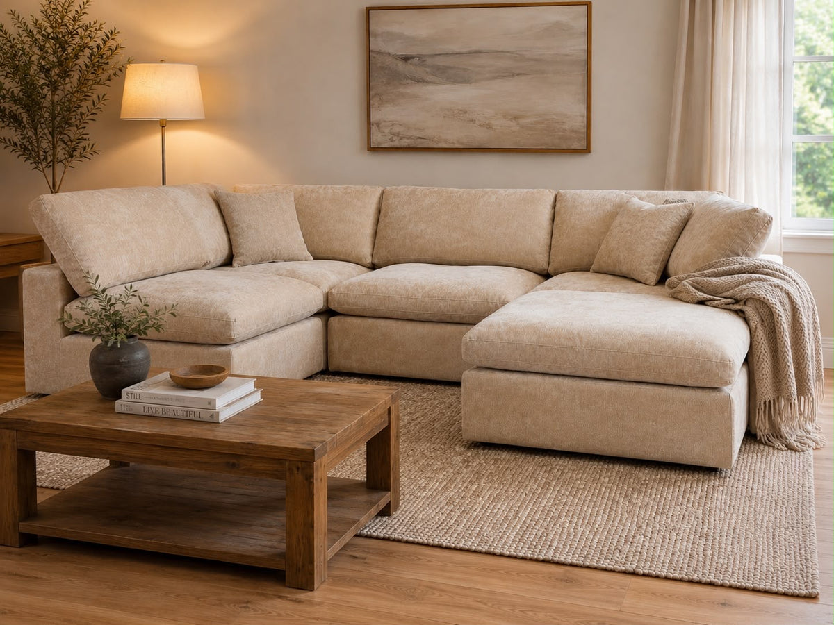 Snug Modular Sofa - Sand - 4pc + Ottoman