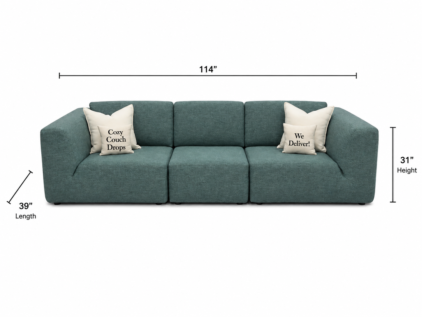 EQ3 Morten Teal Sofa 114”
