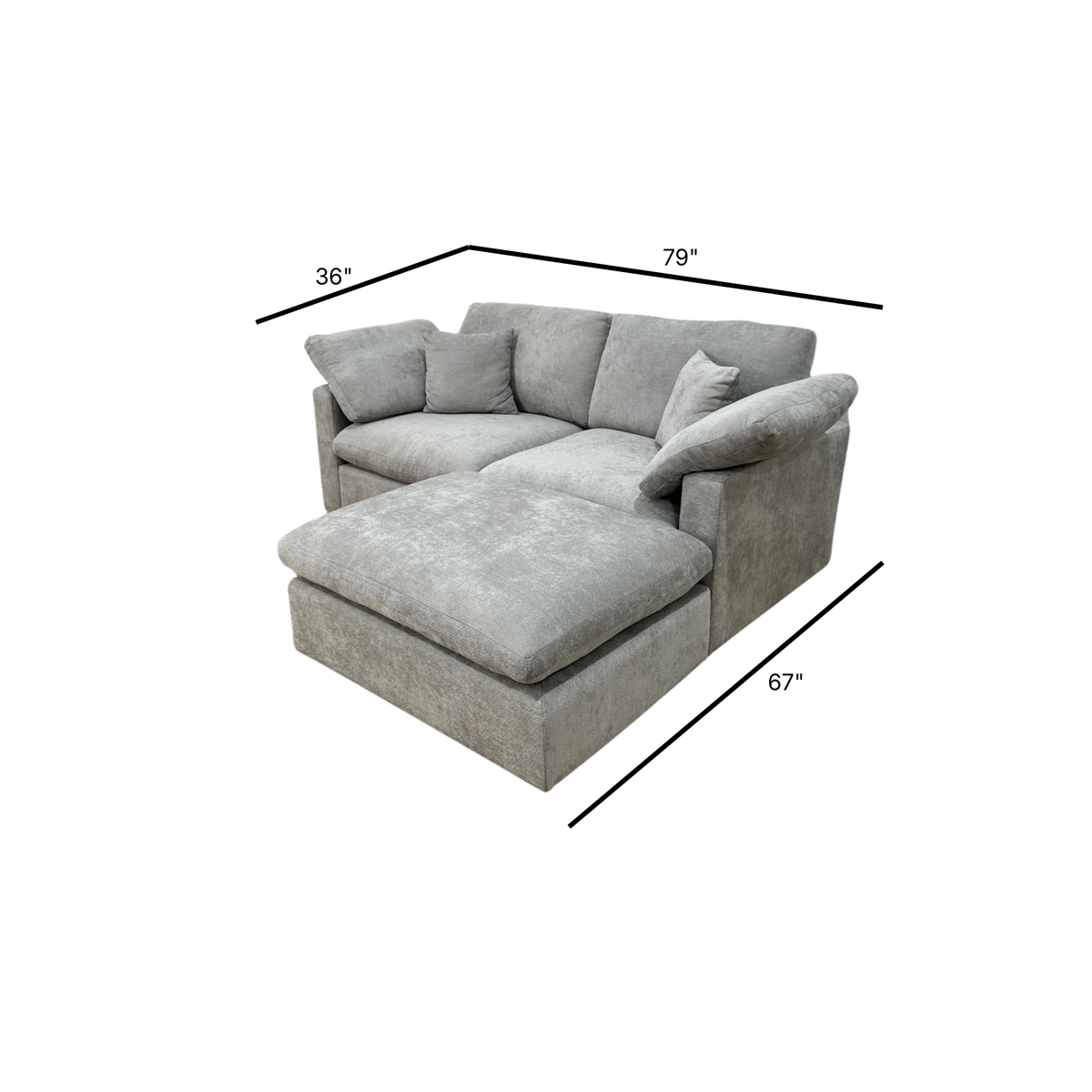 Nest | Light Grey | Sofa | 2pc + Ottoman