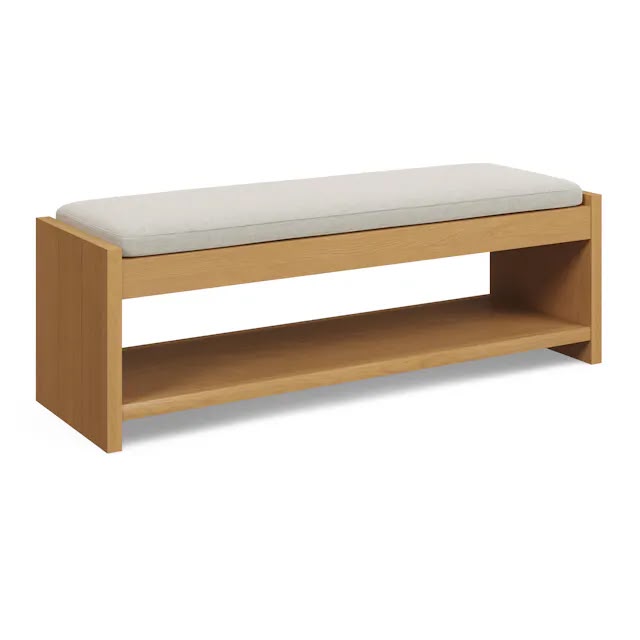 Article Cassie 56" Bench - Natural Oak And Ivory Chenille