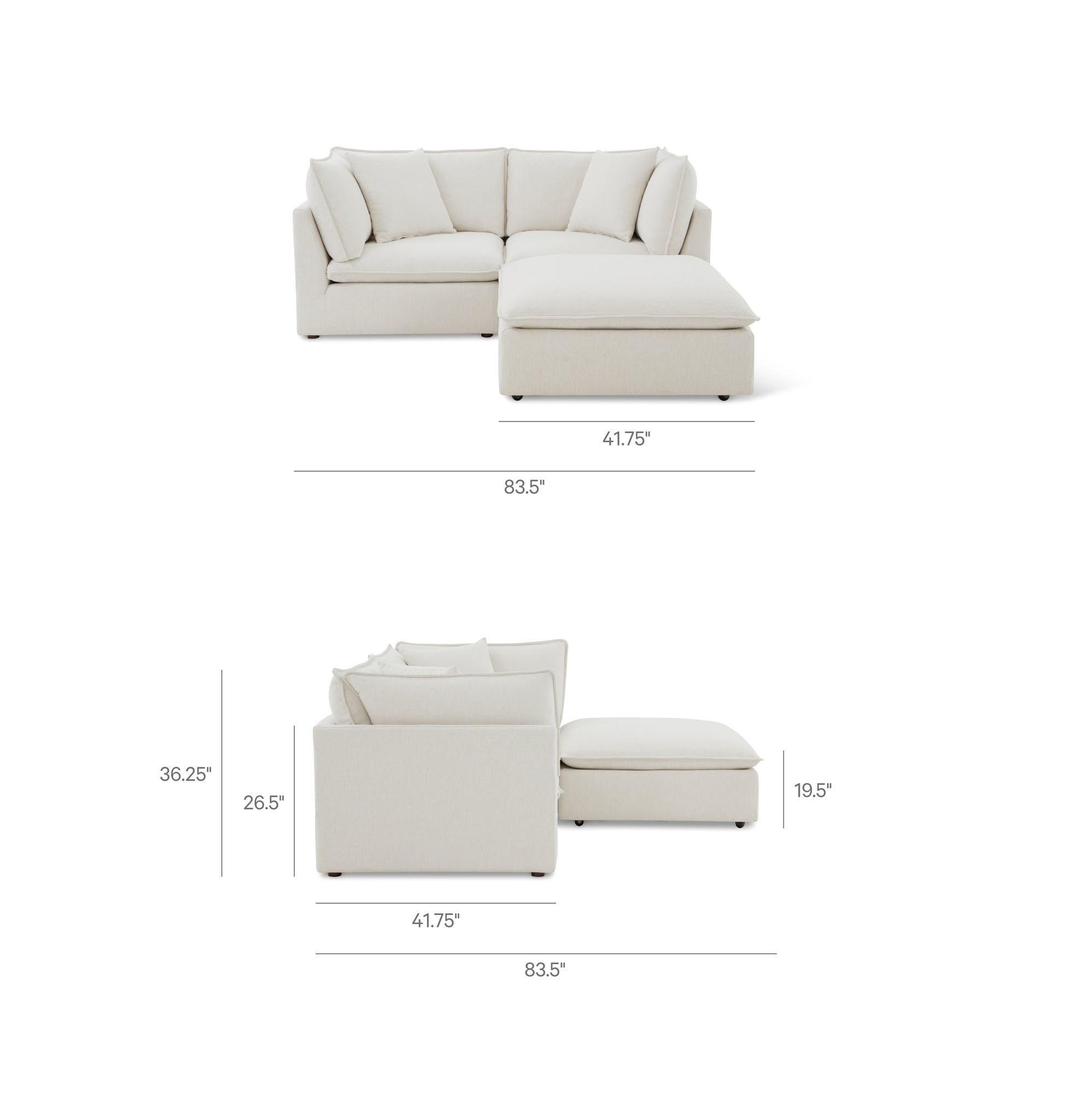 Sunday’s Chill Time Modular Sofa 3pc - Heather 84”