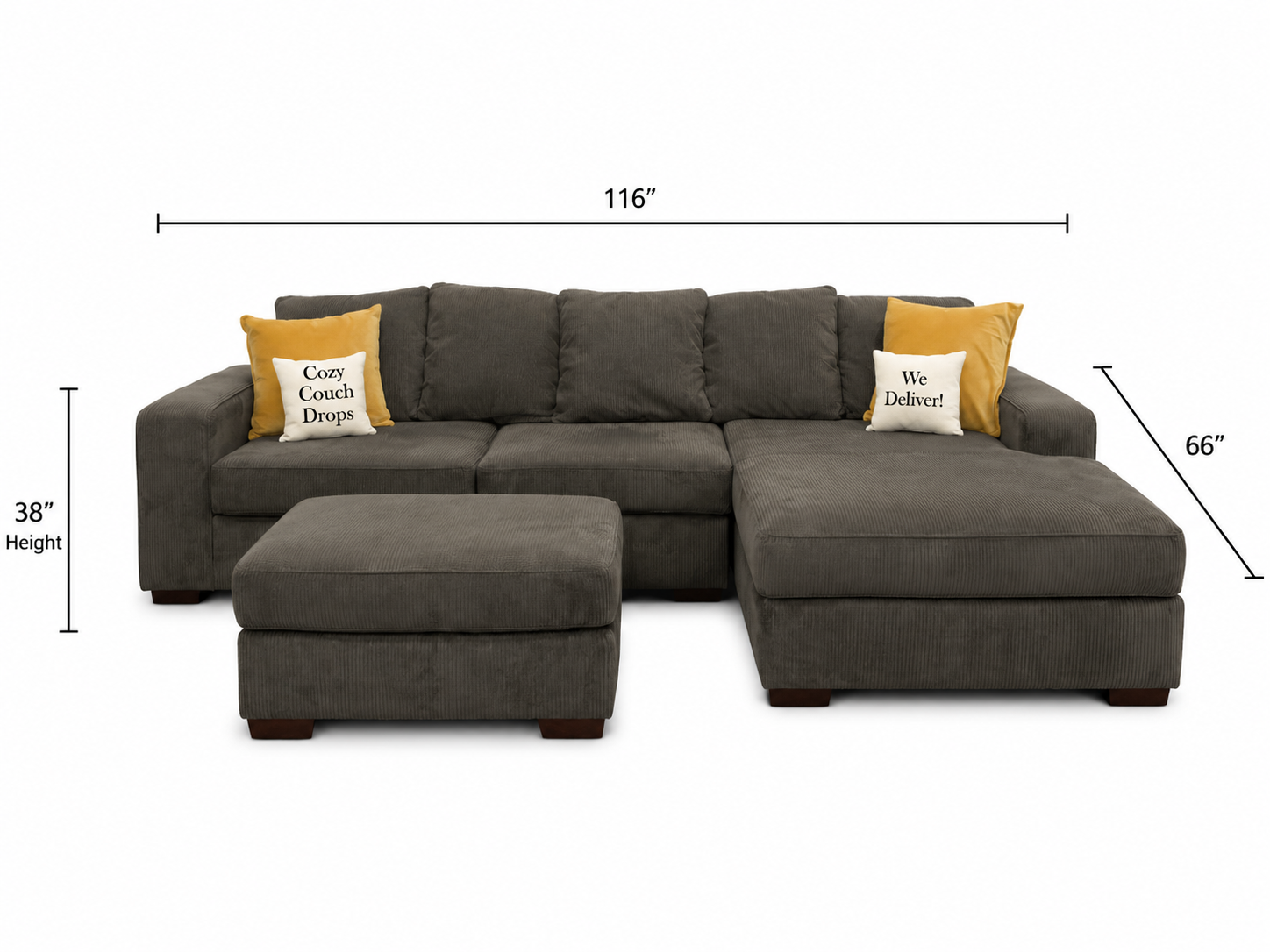 Ashley Pewter Green Corduroy Sectional Sofa