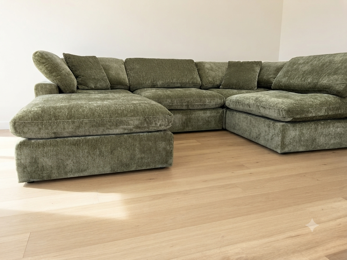 Snug Modular Sofa - Olive Green - 4pc + Ottoman
