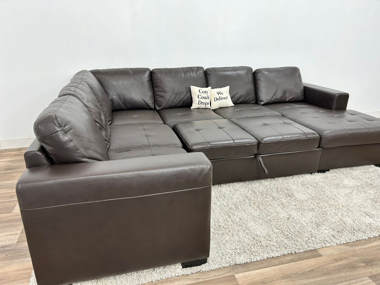 The Brick Legend Leather Sleeper Sectional Sofa