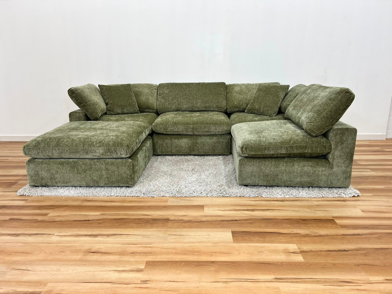 Snug Modular Sofa 4pc + Ottoman - Olive Green