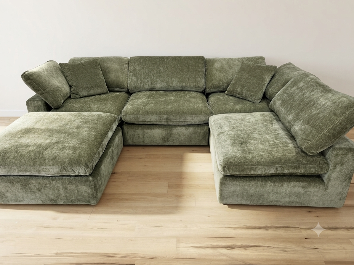 Snug Modular Sofa - Olive Green - 4pc + Ottoman